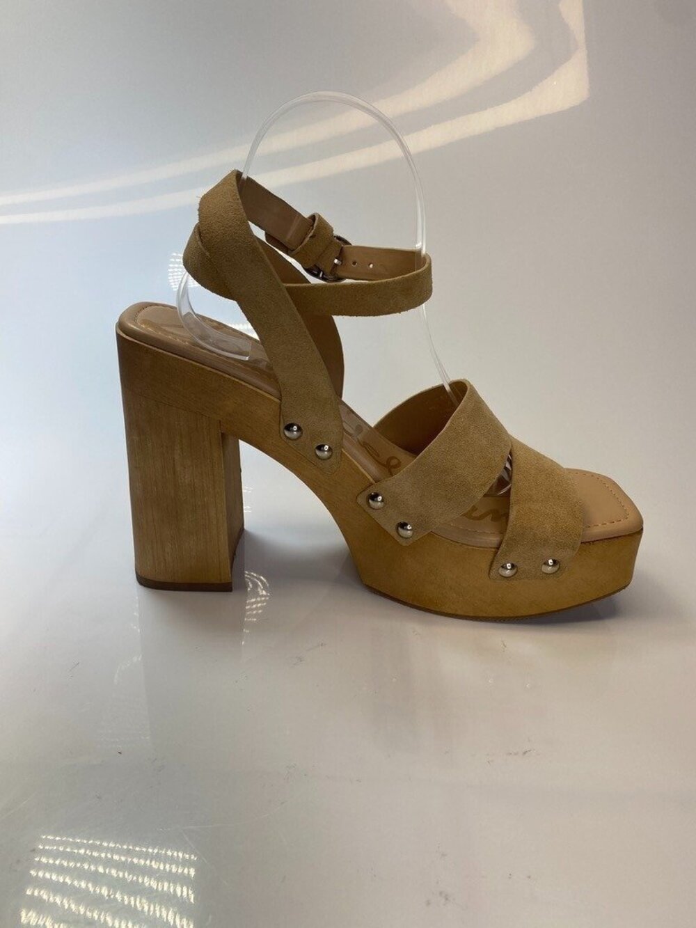 Sam Edelman Women's Leather Rosalind Strap Sesame Wooden Heel Sandal Sz 10 - Picture 6 of 11